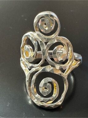 Sterling Silver Swirl Statement Ring 925 Thailand Sculptural Scroll Size 5.75